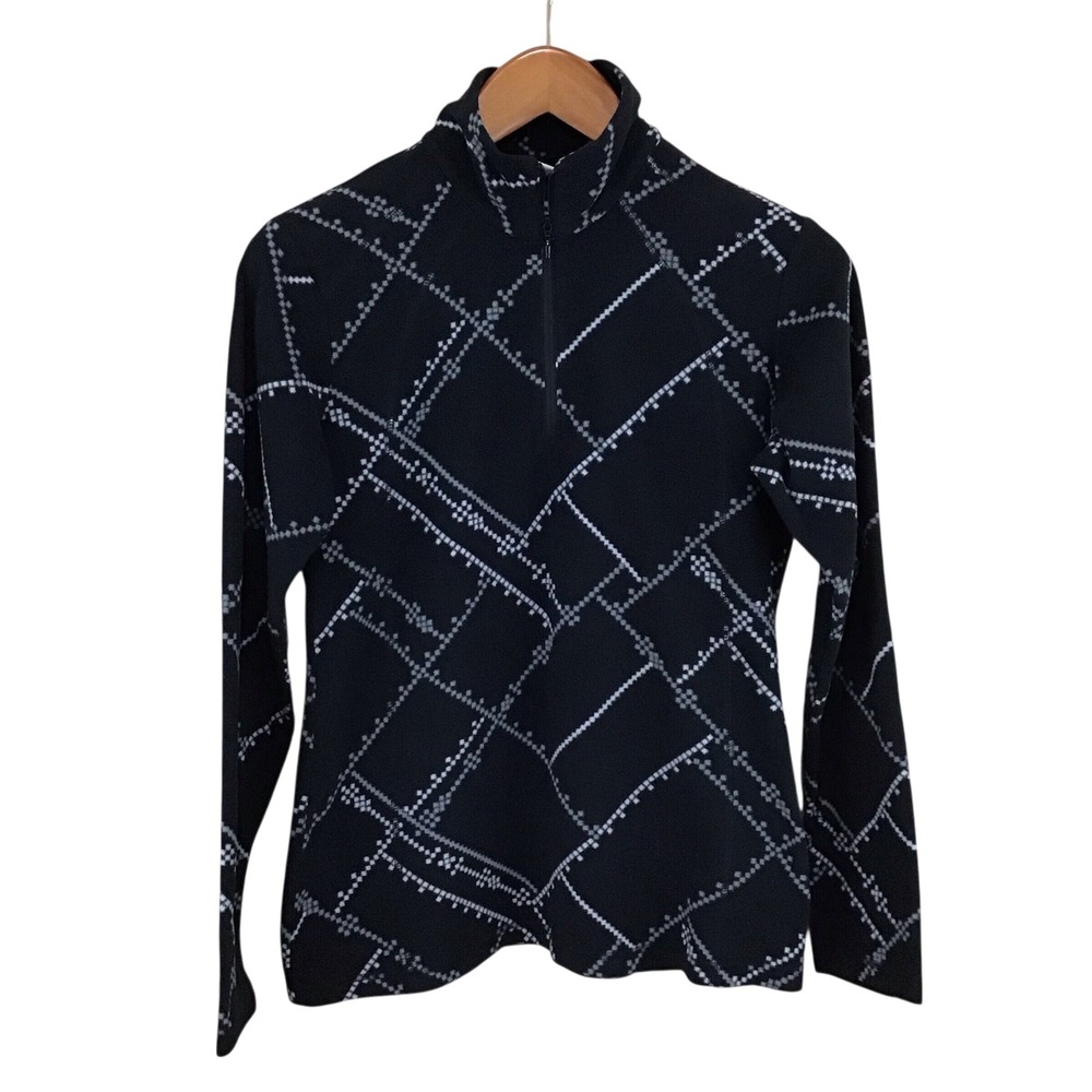 Columbia Sportswear Women's Fleece 1/4 Zip Pullover Black Geometric Print Size M